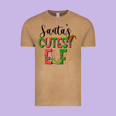 Santas Cutest Elf Vintage Tee Designed By Cowhidedigitalart
