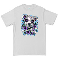 Dove Grey pitbull dog sugar skull flower plants Premium Tee - linhVisuals