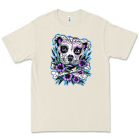 Bone pitbull dog sugar skull flower plants Premium Tee - linhVisuals