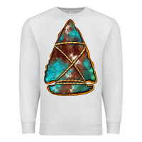 Oatmeal Heather turquoise cowhide arrowhead Premium Sweatshirt - Jasminsmagicworld