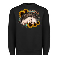 Black sleeping hedgehog sunflower leopard Heavyweight Sweatshirt - Jasminsmagicworld