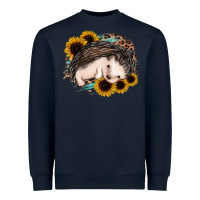 Navy sleeping hedgehog sunflower leopard Heavyweight Sweatshirt - Jasminsmagicworld