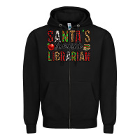 Black santa's favorite librarian Zipper Hoodie - Jasminsmagicworld