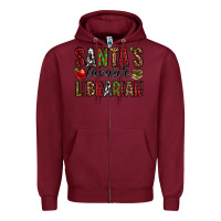 Burgundy santa's favorite librarian Zipper Hoodie - Jasminsmagicworld