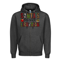 Charcoal Heather santa's favorite librarian Zipper Hoodie - Jasminsmagicworld