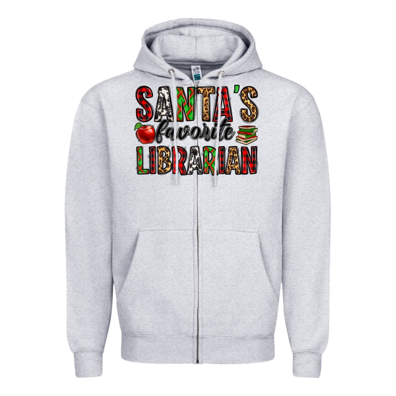 Santa's Favorite Librarian Zipper Hoodie by Jasminsmagicworld | Teevron