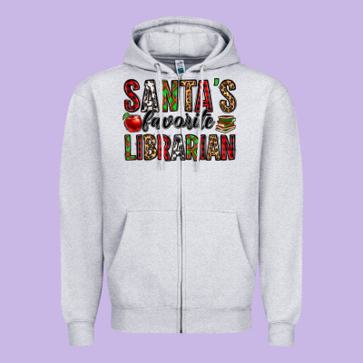 Santa's Favorite Librarian Zipper Hoodie Designed By Jasminsmagicworld