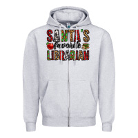 Heather Grey santa's favorite librarian Zipper Hoodie - Jasminsmagicworld