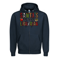 Navy santa's favorite librarian Zipper Hoodie - Jasminsmagicworld