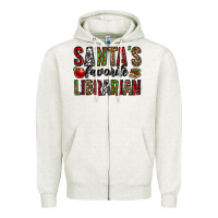 Oatmeal Heather santa's favorite librarian Zipper Hoodie - Jasminsmagicworld