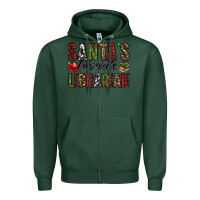 Sports Green santa's favorite librarian Zipper Hoodie - Jasminsmagicworld