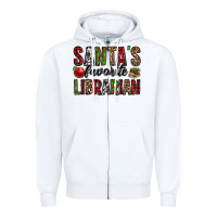 White santa's favorite librarian Zipper Hoodie - Jasminsmagicworld