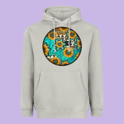 Round Western Pattern Heavyweight Hoodie Designed By Jasminsmagicworld