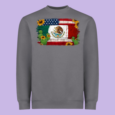 Mexican American Flag Background Heavyweight Sweatshirt Designed By Jasminsmagicworld