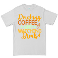 Dove Grey drinking coffee watching birds funny Premium Tee - linhVisuals