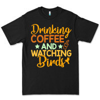 Black drinking coffee watching birds funny Premium Tee - linhVisuals