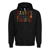 Black santa's favorite therapist Zipper Hoodie - Jasminsmagicworld