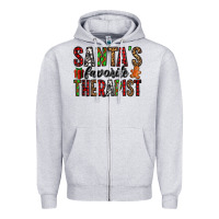 Heather Grey santa's favorite therapist Zipper Hoodie - Jasminsmagicworld