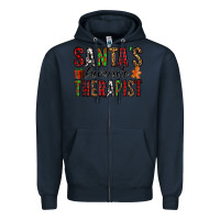 Navy santa's favorite therapist Zipper Hoodie - Jasminsmagicworld