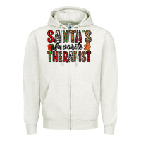 Oatmeal Heather santa's favorite therapist Zipper Hoodie - Jasminsmagicworld