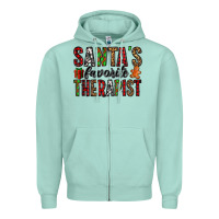 Seafoam santa's favorite therapist Zipper Hoodie - Jasminsmagicworld