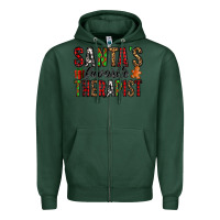 Sports Green santa's favorite therapist Zipper Hoodie - Jasminsmagicworld