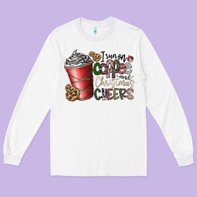 I Run On Coffee And Christmas Cheers Long Sleeve Tee Designed By Cowhidedigitalart