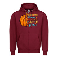 Burgundy Autumn leaves and pumpkin please Zipper Hoodie - RanaPortraitStore