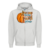 Dove Grey Autumn leaves and pumpkin please Zipper Hoodie - RanaPortraitStore
