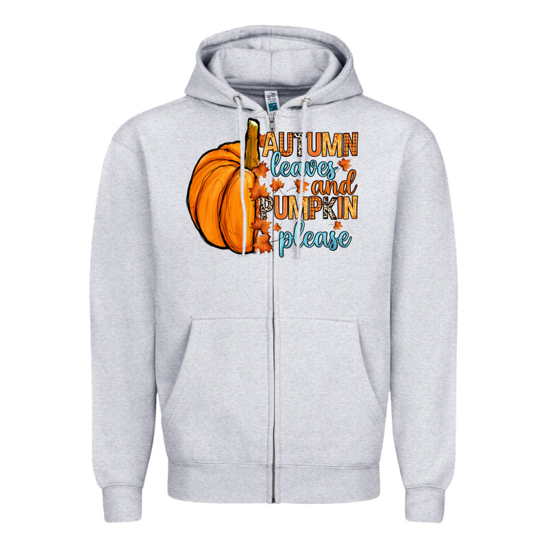 Autumn Leaves And Pumpkin Please Zipper Hoodie by RanaPortraitStore | Teevron