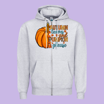 Autumn Leaves And Pumpkin Please Zipper Hoodie Designed By Ranaportraitstore