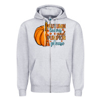Heather Grey Autumn leaves and pumpkin please Zipper Hoodie - RanaPortraitStore