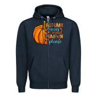 Navy Autumn leaves and pumpkin please Zipper Hoodie - RanaPortraitStore