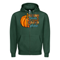 Sports Green Autumn leaves and pumpkin please Zipper Hoodie - RanaPortraitStore