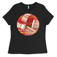 Black african fabric pattern round earrings 2 Ladies Tee - BundleAndBundleShop