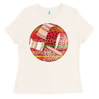 Bone african fabric pattern round earrings 2 Ladies Tee - BundleAndBundleShop
