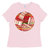 Bubblegum Pink african fabric pattern round earrings 2 Ladies Tee - BundleAndBundleShop