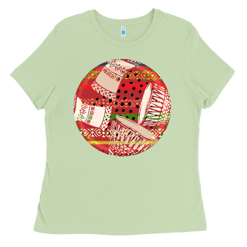 African Fabric Pattern Round Earrings 2 Ladies Tee by BundleAndBundleShop | Teevron