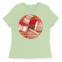 Matcha african fabric pattern round earrings 2 Ladies Tee - BundleAndBundleShop