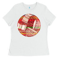 White african fabric pattern round earrings 2 Ladies Tee - BundleAndBundleShop