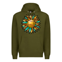 Army Green Softball Sunflower Premium Hoodie - Jasminsmagicworld