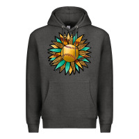 Charcoal Heather Softball Sunflower Premium Hoodie - Jasminsmagicworld