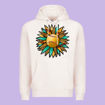 Softball Sunflower Premium Hoodie Designed By Jasminsmagicworld
