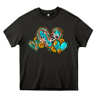 Western Leopard Turquoise Cowhide Hearts Olivia Heavy Core Tee | Teevron
