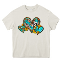 Cream western leopard turquoise cowhide hearts olivia Heavy Core Tee - OliviaCreatesArt