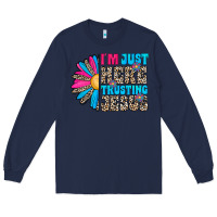 Navy im just here trusting jesus Long Sleeve Tee - CowhideDigitalArt