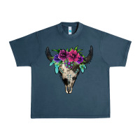Midnight Navy cowhide bull skull Urban Heavy Tee - Jasminsmagicworld