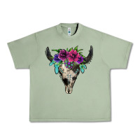Oil Green cowhide bull skull Urban Heavy Tee - Jasminsmagicworld