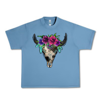Pebble Blue cowhide bull skull Urban Heavy Tee - Jasminsmagicworld