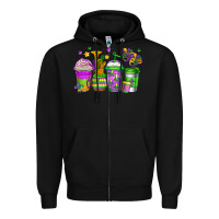 Black mardi gras coffee cups Zipper Hoodie - Jasminsmagicworld